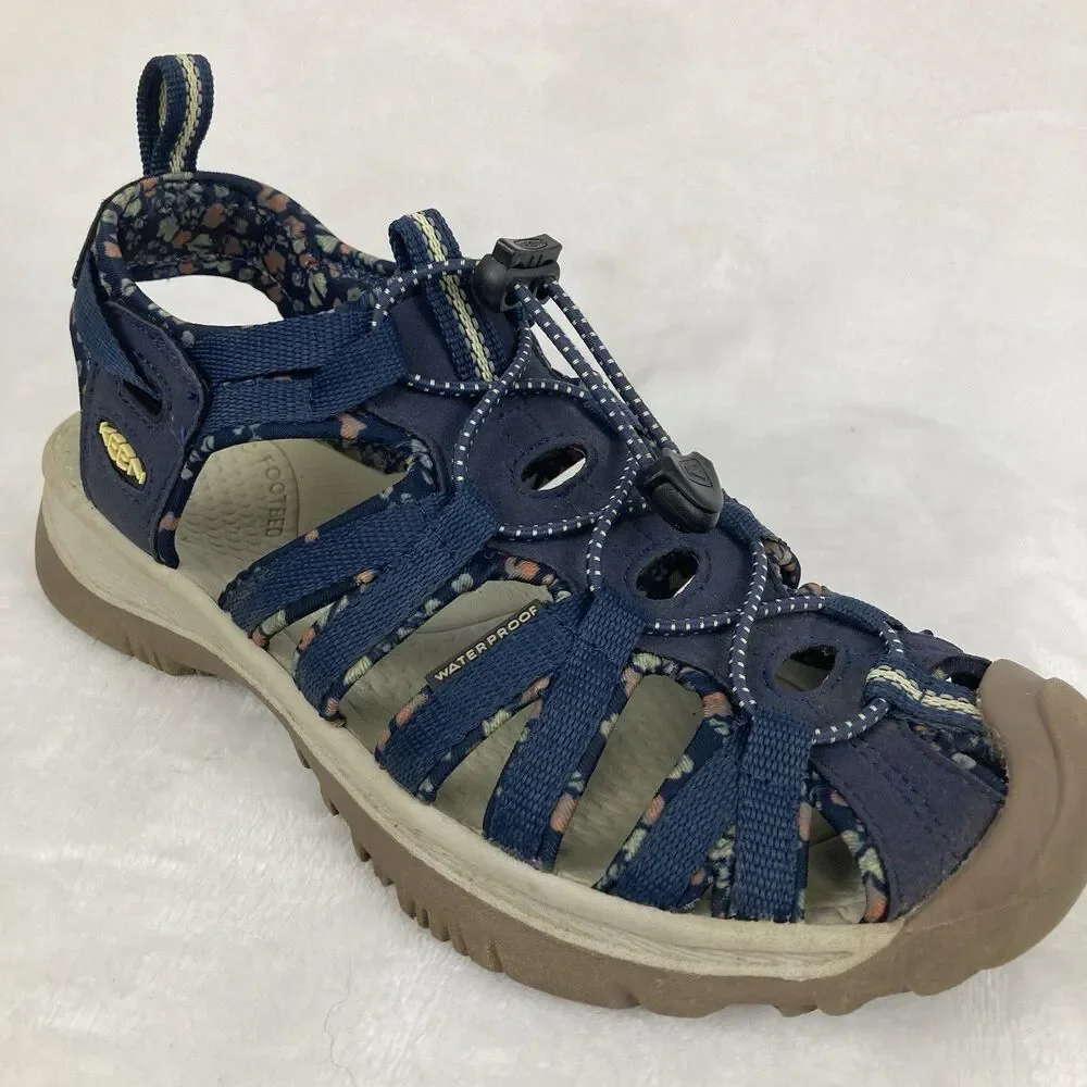 KEEN Sandals Women’s Size 8 Navy Blue Floral Outdoor Shoes Waterproof Hiking